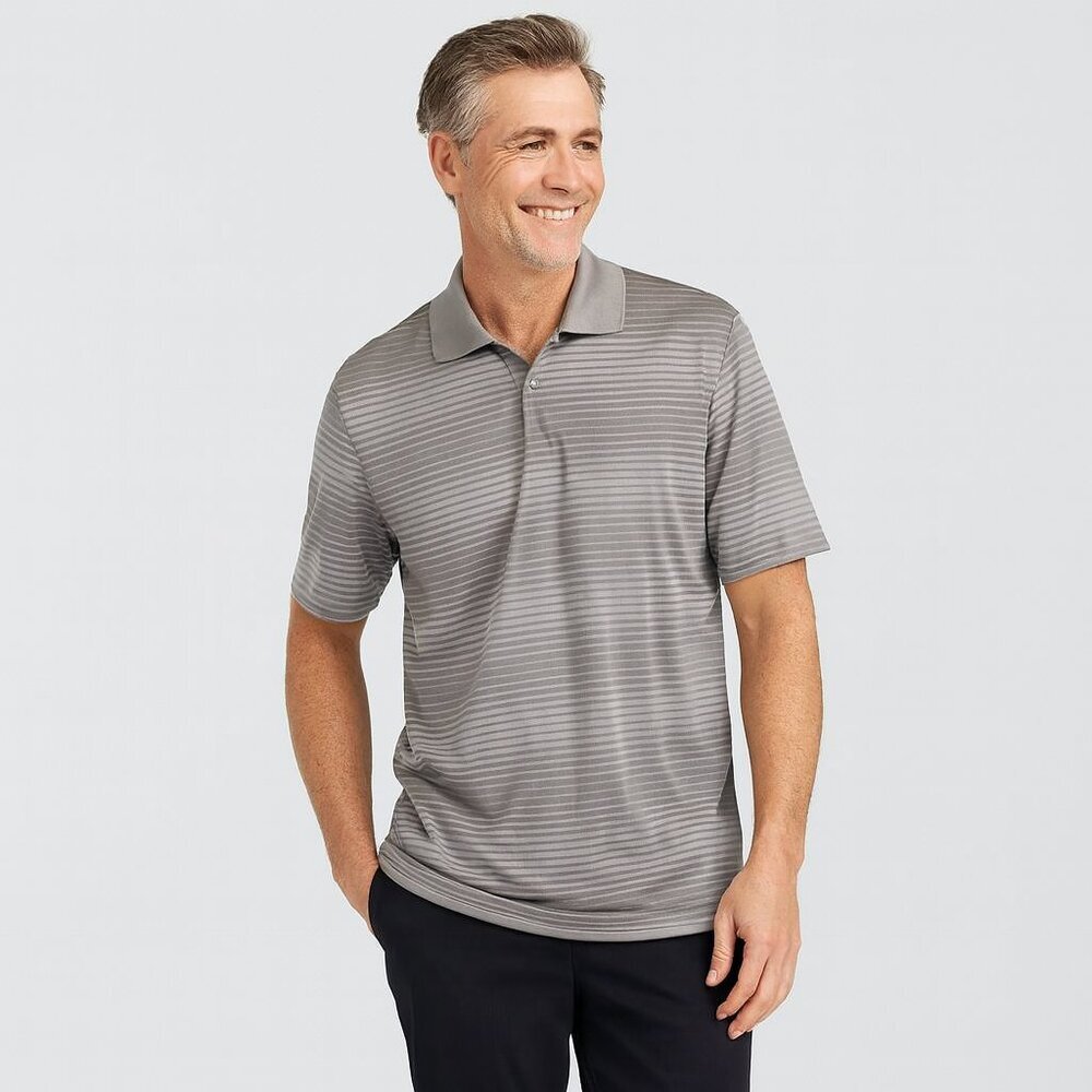Head Gray Striped Performance Polo Shirt – Size Small